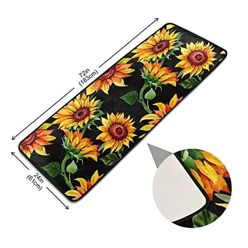 Senya Sunflower Floral Kitchen Rugs 72" x 24" | Non-Slip Water Absorbent Floor Mat thumbnail 5