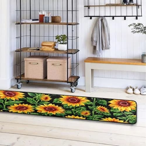 Senya Sunflower Floral Kitchen Rugs 72" x 24" | Non-Slip Water Absorbent Floor Mat thumbnail 6