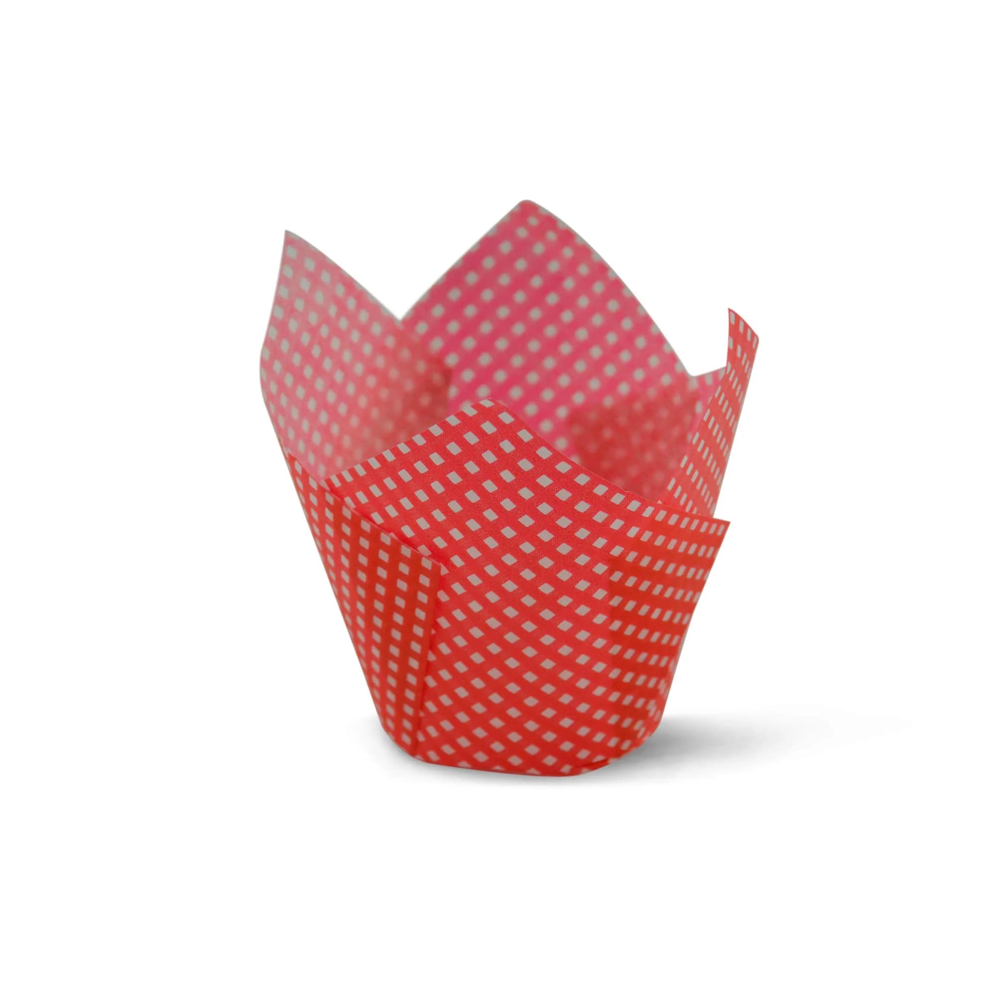SimpleGood Red Check Medium Size Tulip Baking Cups Cupcake Liners 100 | Professional Muffin Liners for Baking - main product image