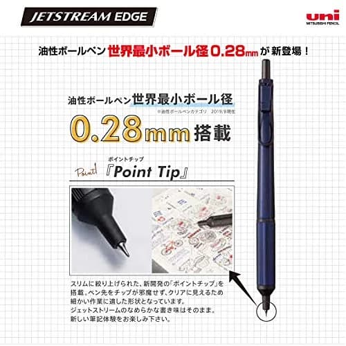 Uni Jetstream EDGE Ballpoint Pen 0.28mm Fine Point, White Red Body | Smooth Writing & Quick Drying thumbnail 4