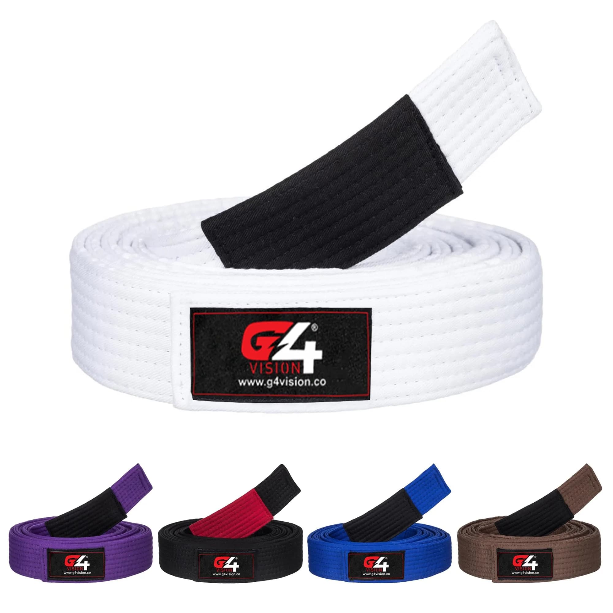 G4 VISION Jiu Jitsu BJJ Belt Brown A4 | Durable, Expert-Made for Training & Tournaments — White / A3