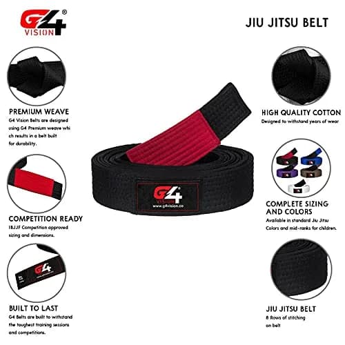 G4 VISION Jiu Jitsu Belt BJJ Belts Brazilian Adult A3 | Durable, Expert-Made, 4cm Wide thumbnail 4