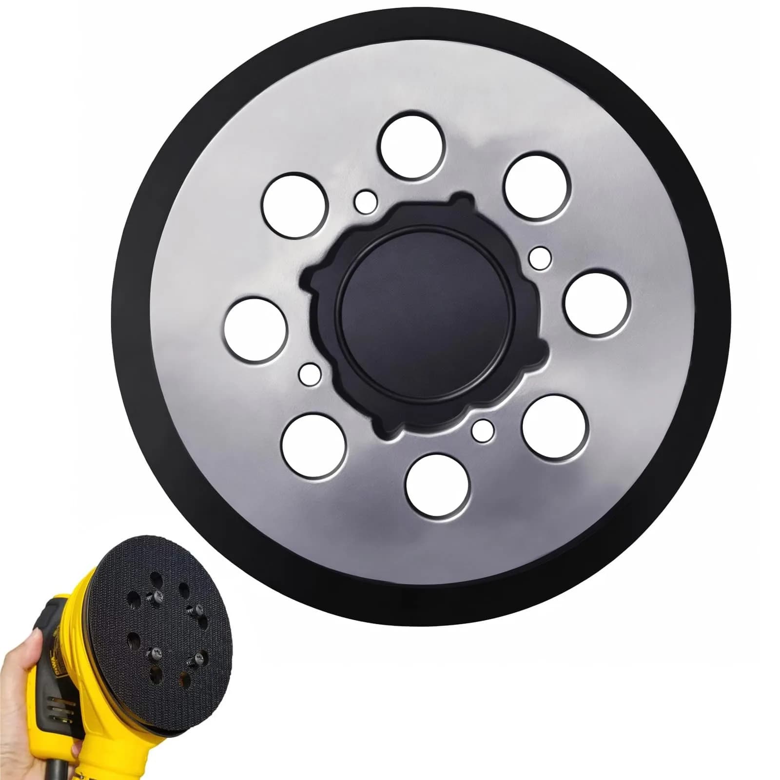 Tockrop 5 Inch 8 Hole Aluminum Alloy Replacement Sanding Pad for Dewalt DWE6423/6423K, DWE6421/6421K, DCW210B | Heavy-Duty Metal Backing - main product image