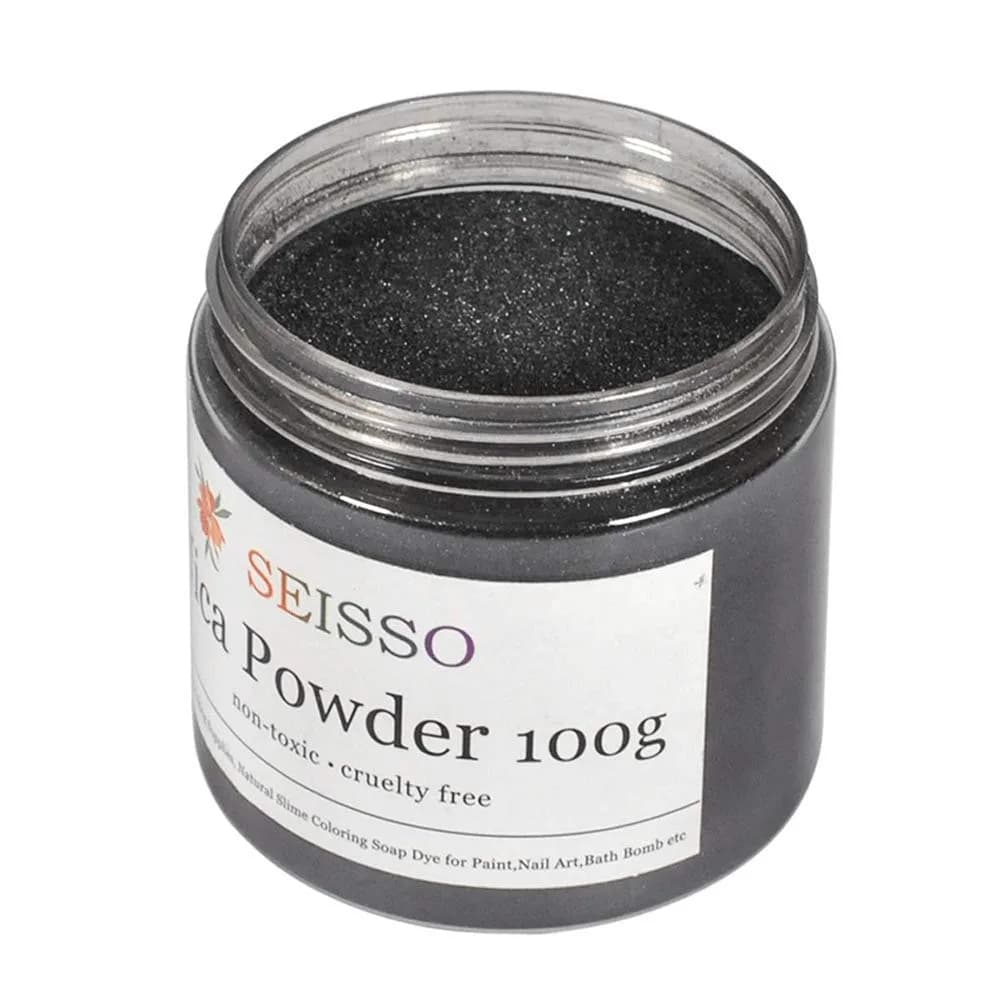 SEISSO Sliver Black Mica Powder 3.5 oz | Cosmetic Grade for Soap & Resin Projects
