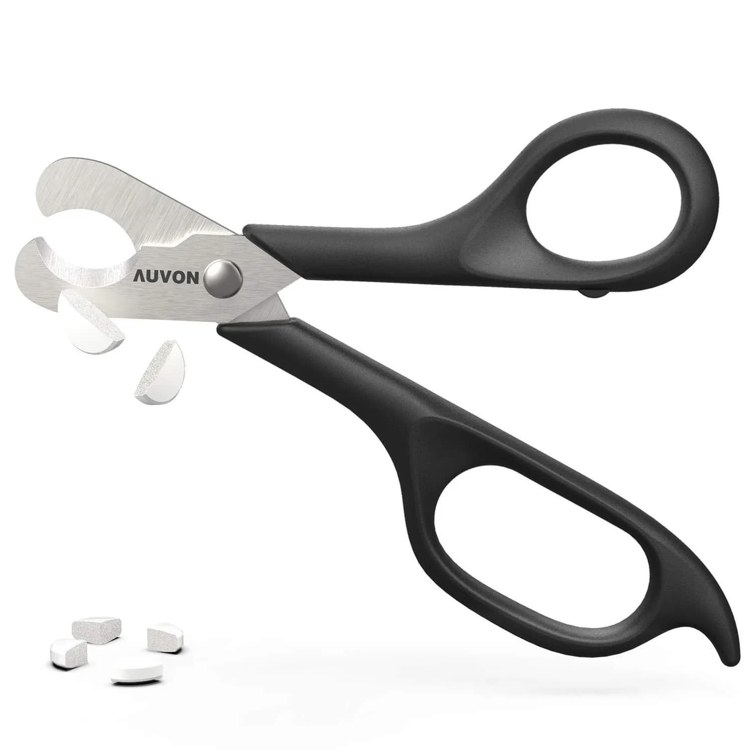 AUVON Scissors-Shaped Pill Cutter Black | Doctor Recommended for Easy Tablet Splitting - main product image