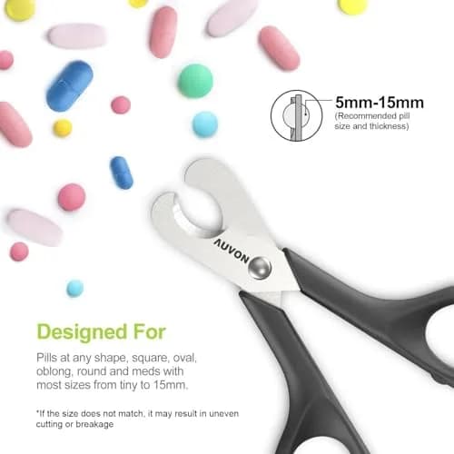 AUVON Scissors-Shaped Pill Cutter Black | Doctor Recommended for Easy Tablet Splitting thumbnail 3