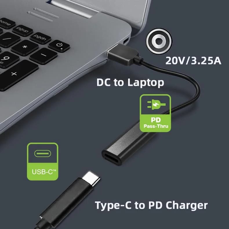 cablecc USB-C Female to DC 4.8x1.7mm PD Charge Cable 0.2m | 65W Power Delivery for HP Laptops thumbnail 6