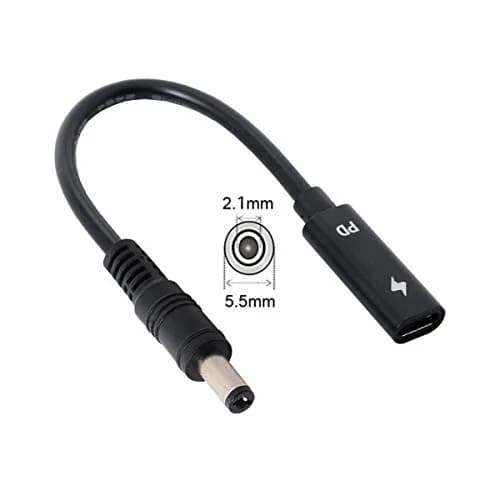 cablecc USB-C Female to DC 5.5x2.1mm PD Charge Cable 20cm (0.65ft) | Powers Laptops 18-20V thumbnail 2