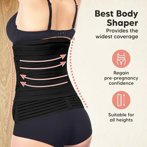 KeaBabies Revive 3-in-1 Postpartum Belly Support Recovery Wrap Band Midnight Black XL | Supports Core & Pelvis thumbnail 6