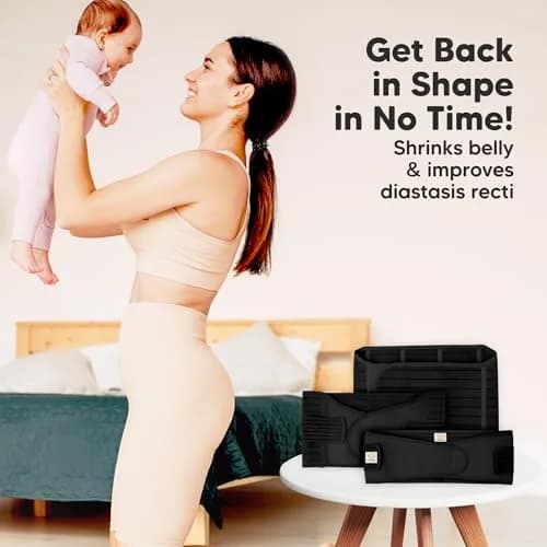 KeaBabies Revive 3-in-1 Postpartum Belly Support Recovery Wrap Band Midnight Black XL | Supports Core & Pelvis thumbnail 8