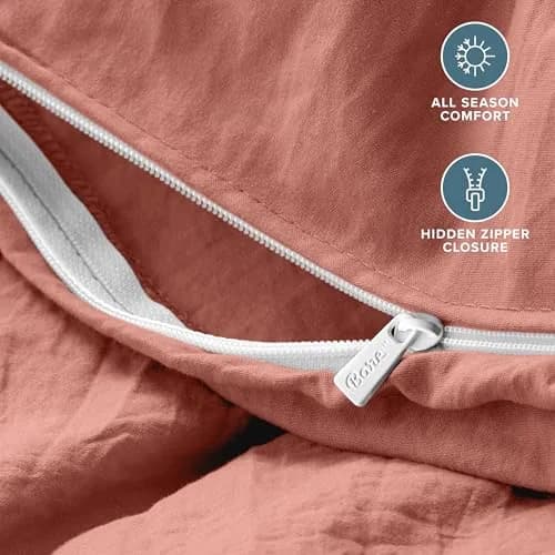 Bare Home Washed Duvet Cover Set 1800 Ultra-Soft (Twin/Twin XL, Dusty Rose) | Premium Microfiber Bedding thumbnail 5