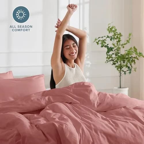 Bare Home Washed Duvet Cover Set 1800 Ultra-Soft (Twin/Twin XL, Dusty Rose) | Premium Microfiber Bedding thumbnail 3