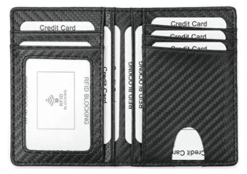 Dorras Slim Wallet Minimalist Front Pocket RFID Blocking Bifold Wallet with ID Window - Black | Genuine Leather thumbnail 1