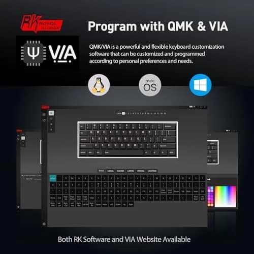 RK ROYAL KLUDGE RK61 Wired 60% Mechanical Gaming Keyboard with Hot-Swappable Blue Switches & RGB Backlighting | Programmable QMK/VIA thumbnail 7