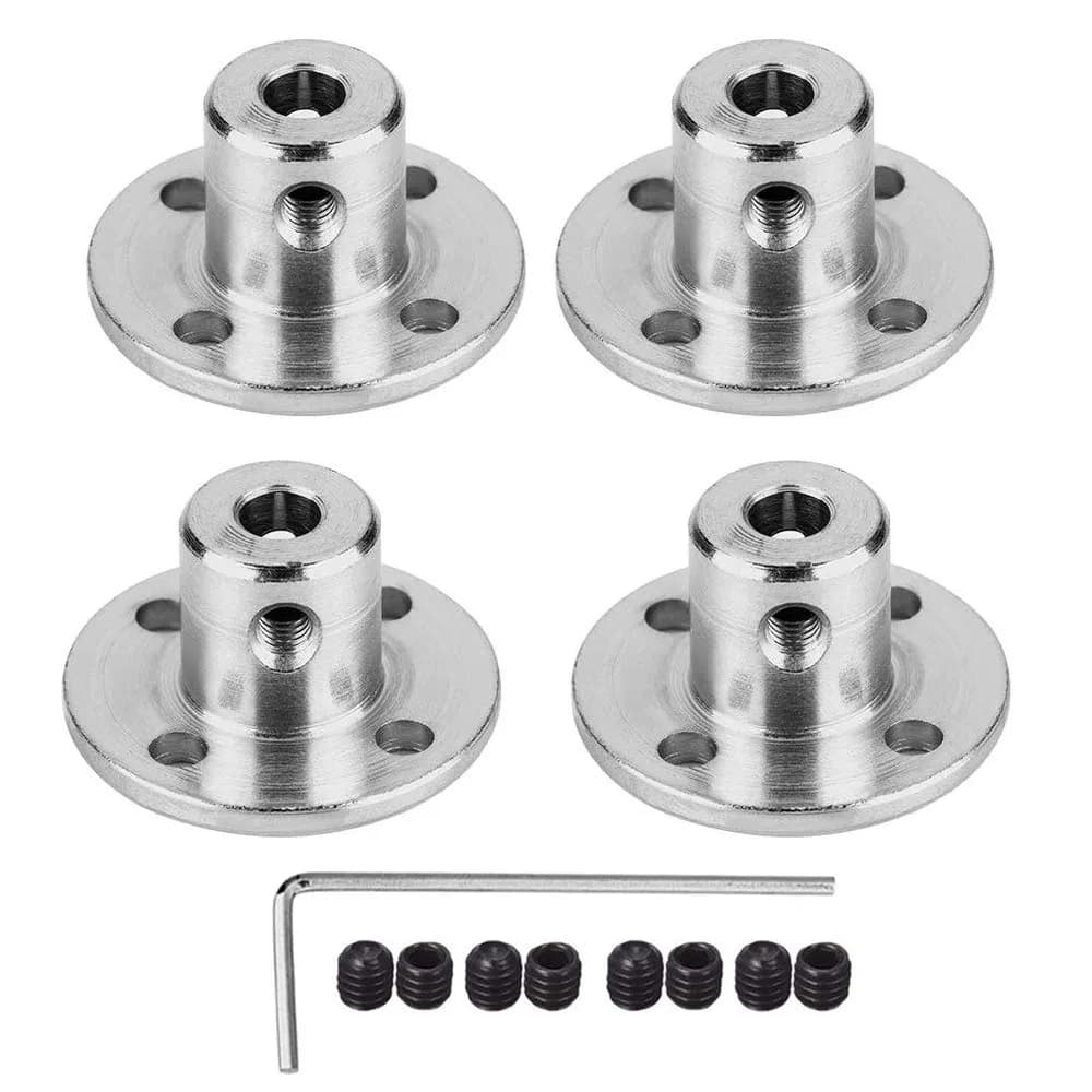 daier 4Pcs 3.17mm Flange Coupling Connector Set with M3 Hex Wrench | Rigid Shaft Coupler for RC Motors — 4mm