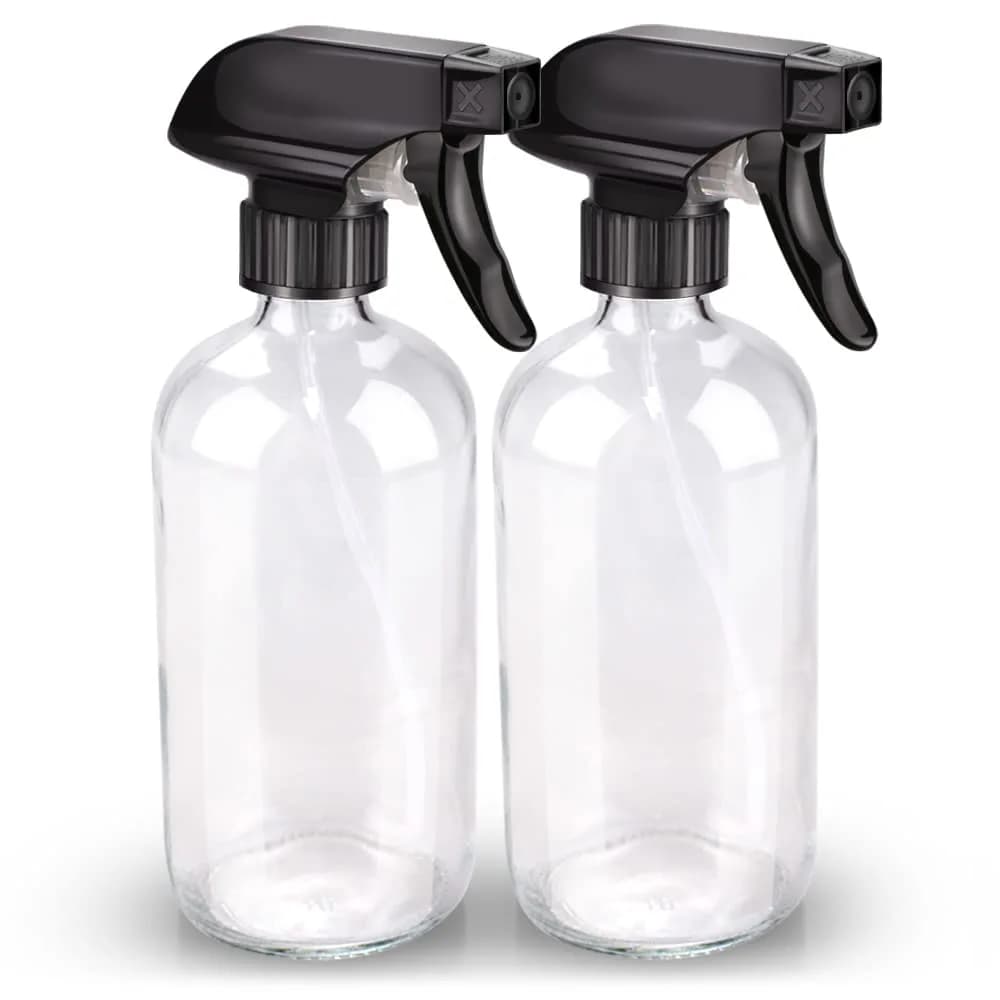 Bontip Amber Glass Spray Bottle 473ml (16 oz) 2-Pack | Shields from Light Damage — Clear / 16 Ounces