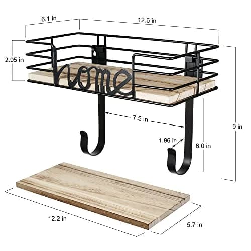 TJ.MOREE Ironing Board Hanger Wall Mount with Wooden Basket & Hooks | Space-Saving Laundry Organizer thumbnail 5