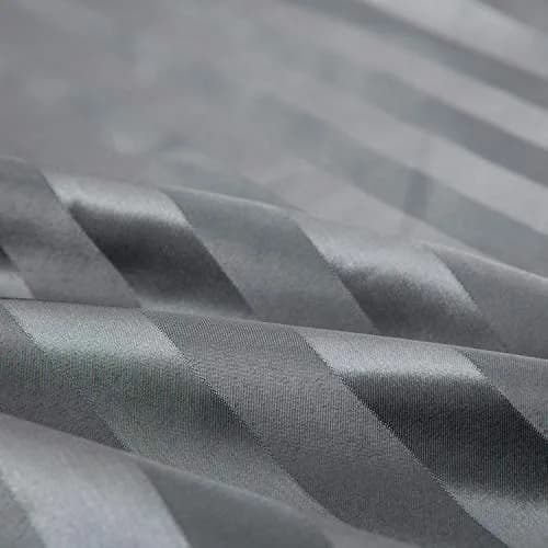 Lanest Housing Satin Sheets Set Full Size Grey Striped 4 Piece | Silky Soft Cooling Comfort for All Seasons thumbnail 5