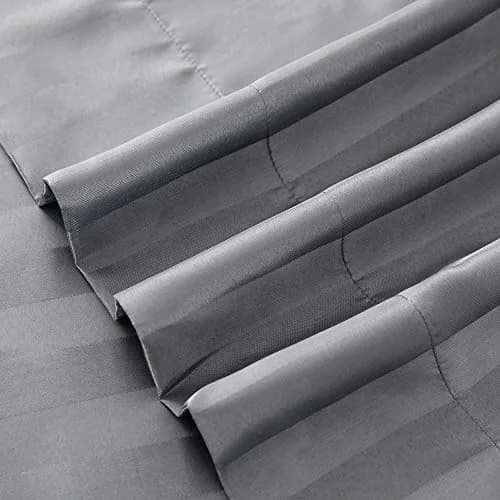 Lanest Housing Satin Sheets Set Full Size Grey Striped 4 Piece | Silky Soft Cooling Comfort for All Seasons thumbnail 6