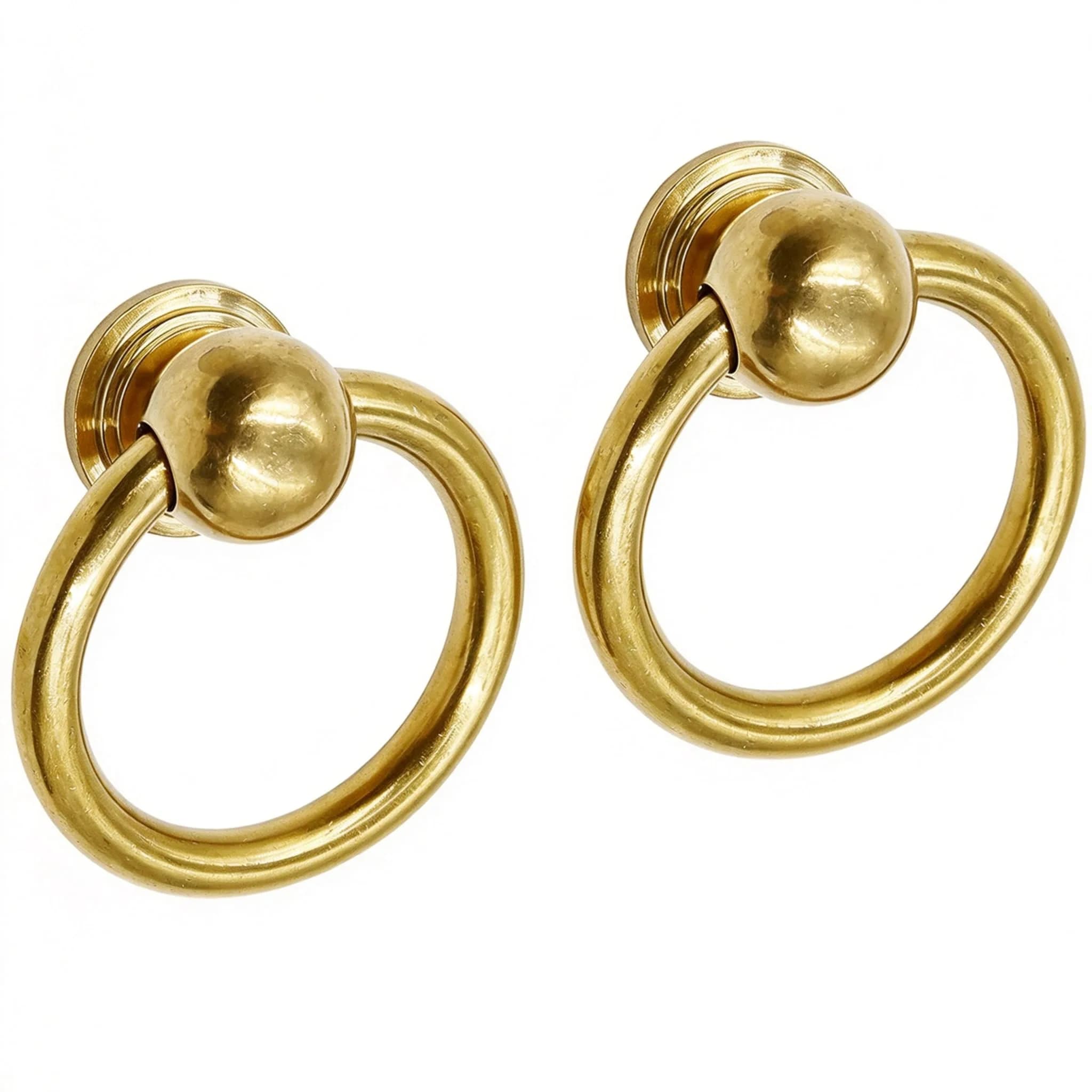 LC LICTOP Brass Drop Ring Pulls, 1.6 Inch Antique, 2Pcs | Vintage Brass Cabinet Handles with Ergonomic Ring - main product image