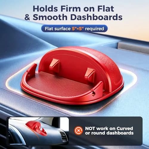 Loncaster Red Silicone Car Phone Holder Mat 12.7cm (5 inch) | Grips Phones Securely on Dashboard thumbnail 5