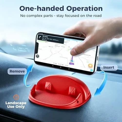 Loncaster Red Silicone Car Phone Holder Mat 12.7cm (5 inch) | Grips Phones Securely on Dashboard thumbnail 6