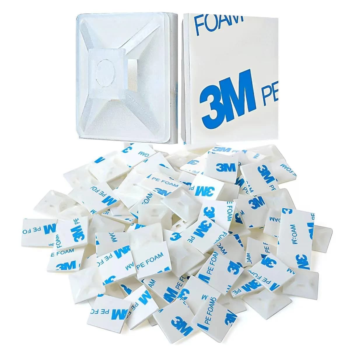 XHF 200 PCS 1/2" White Self Adhesive Cable Zip Tie Mounts | Cable Management Organizer (120 chars)