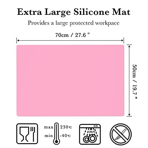 Gartful Pink Oversize Silicone Mat 70cm x 50cm (27.6" x 19.7") | Protects Surfaces from Crafts & Heat thumbnail 2