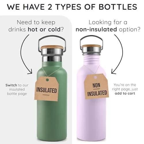 Bambaw Water Bottle 500 ml Eco Non-Insulated Stainless Steel Sports Bottle BPA-Free | Minimalist, Leakproof & Eco-Friendly thumbnail 6