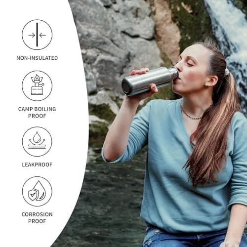 Bambaw Water Bottle 500 ml Eco Non-Insulated Stainless Steel Sports Bottle BPA-Free | Minimalist, Leakproof & Eco-Friendly thumbnail 3
