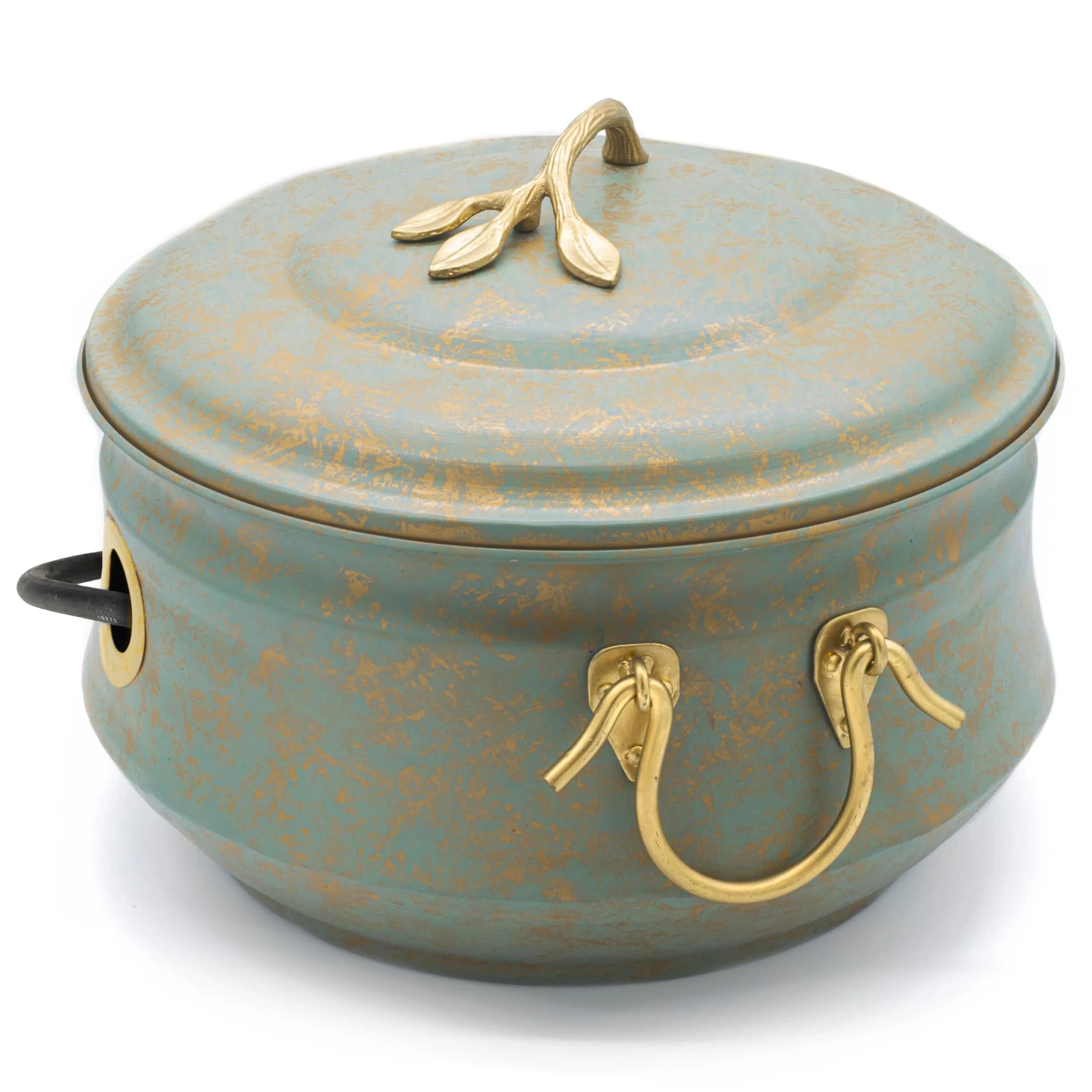 Good Directions Sedona Hose Pot with Lid, Brass Accents, 17.5"L x 17.5"W x 13.5"H | Holds up to 100-Feet of Hose - main product image