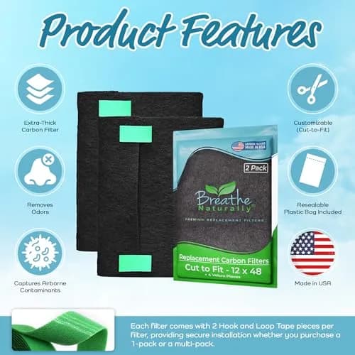 Breathe Naturally Universal Carbon Air Filter 16x48 | Extra Thick & Custom Fit for Cleaner Indoor Air thumbnail 4