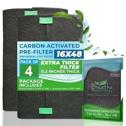 Breathe Naturally Universal Cut-to-Fit Carbon Activated Air Filter 4 Pack (16x48 inches) | Extra Thick 0.2" Filtration for Air Purifiers & Vents thumbnail 1