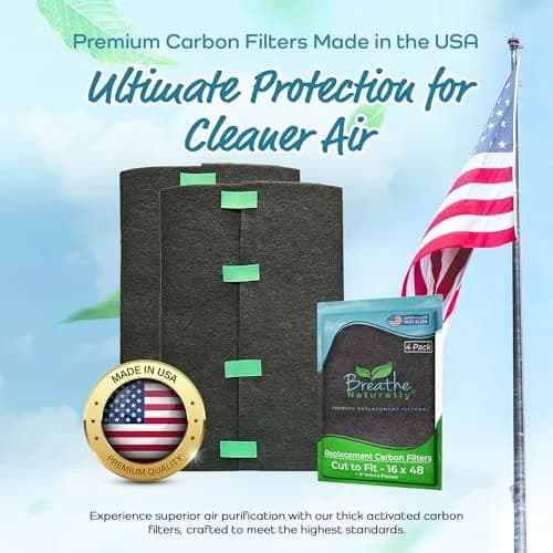 Breathe Naturally Universal Cut-to-Fit Carbon Activated Air Filter 4 Pack (16x48 inches) | Extra Thick 0.2" Filtration for Air Purifiers & Vents thumbnail 2