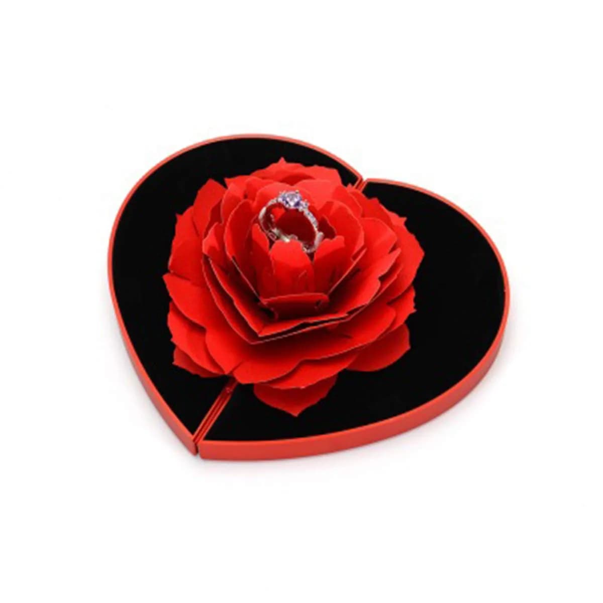 wonuu Red Heart Rose Ring Box for Proposal & Engagement | 13.5 cm (5.3 in)