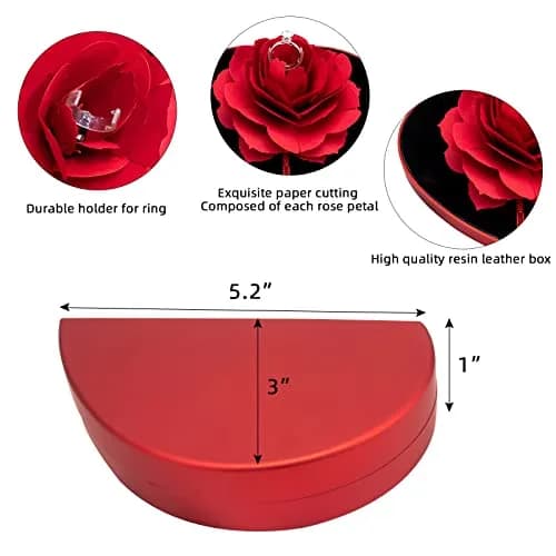 wonuu Red Heart Rose Ring Box for Proposal & Engagement | 13.5 cm (5.3 in) thumbnail 6