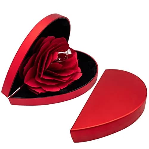 wonuu Red Heart Rose Ring Box for Proposal & Engagement | 13.5 cm (5.3 in) thumbnail 2