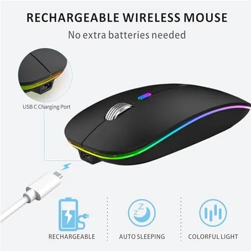 Uiosmuph G12 Wireless Mouse | Rechargeable, Silent, USB-C, 1600 DPI, Matte Black thumbnail 5
