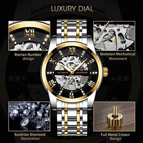 A ALPS Automatic Mechanical Watch for Men | 41mm Stainless Steel Case, Skeleton Dial, 30M Water Resistance thumbnail 2