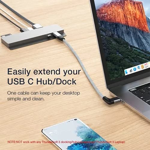 UseBean Right Angle USB C Extension Cable 0.6FT | 20Gbps Data & 100W Fast Charging thumbnail 5
