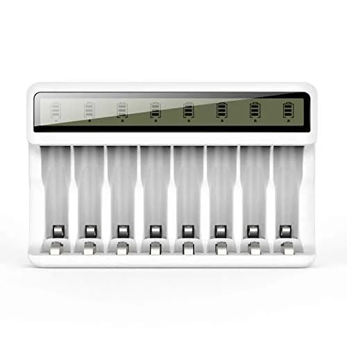 POWEROWL 8 Bay AA AAA Battery Charger with LCD Display & USB Input | Charges Ni-MH Ni-CD Rechargeable Batteries thumbnail 1