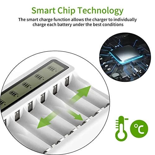 POWEROWL 8 Bay AA AAA Battery Charger with LCD Display & USB Input | Charges Ni-MH Ni-CD Rechargeable Batteries thumbnail 2