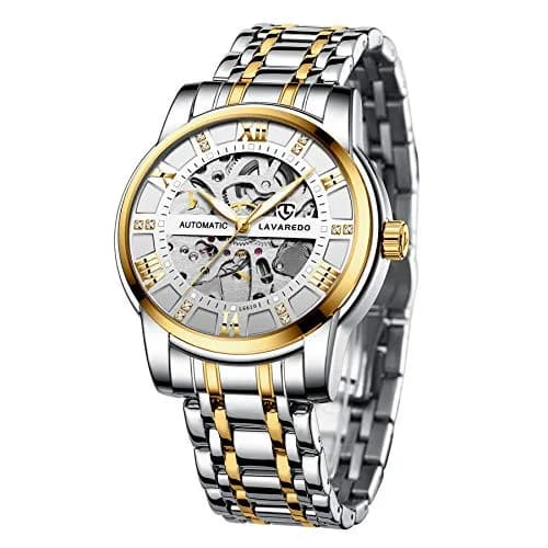 A ALPS Mens Watch, Automatic Self-Winding Mechanical Waterproof Watch | Luxurious Skeleton Dial, 41mm, Silver Strap thumbnail 1