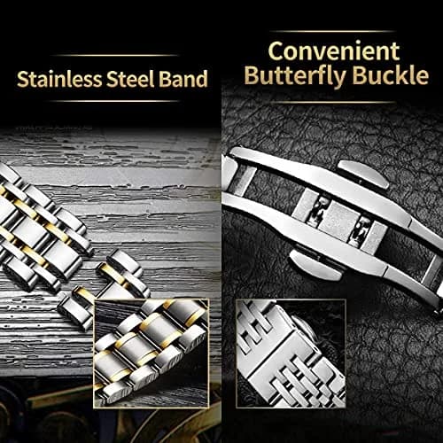 A ALPS Mens Watch, Automatic Self-Winding Mechanical Waterproof Watch | Luxurious Skeleton Dial, 41mm, Silver Strap thumbnail 4