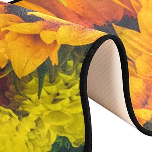 Senya Retro Dahlia Sunflower Kitchen Rug 72" x 24" | Non-Slip Water Absorbent Area Rug for Home thumbnail 7