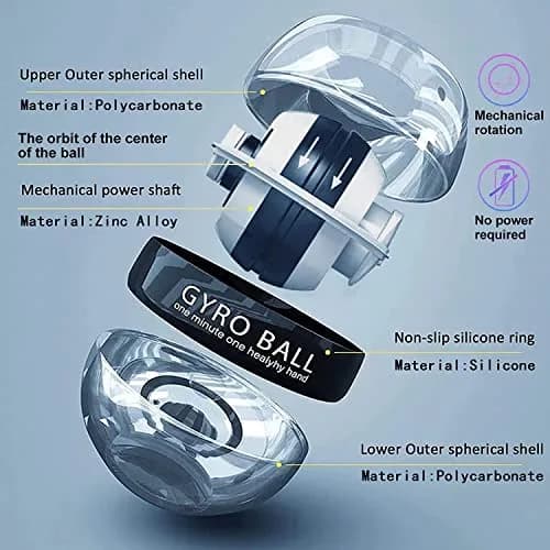 GOZATO Auto-Start Wrist Power Gyro Ball with LED Lights, Wrist & Forearm Exerciser, 22kg Resistance | Grips, Strengthens, and Rehabilitates thumbnail 7