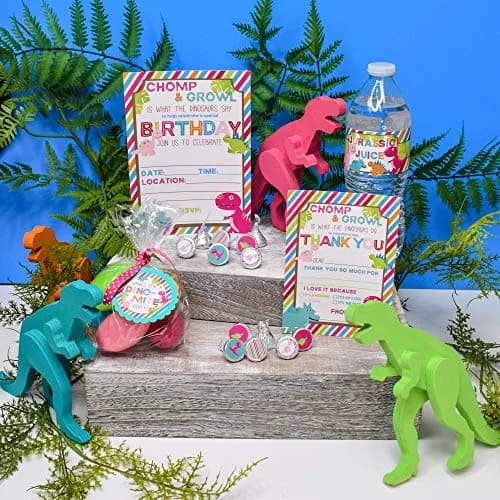 Amanda Creation Dinosaur Birthday Water Bottle Stickers | Waterproof 20 Labels for Girls, 1.75" x 8.5" thumbnail 5