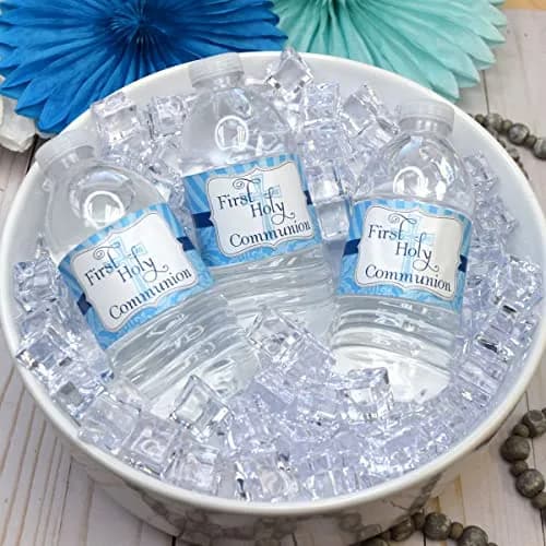 Amanda Creation First Holy Communion Water Bottle Wrappers for Boys 20 Pack 17.5cm (8.5"x1.75") | Catholic Sacrament Party Decorations thumbnail 6