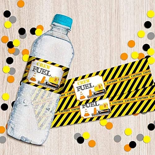 Amanda Creation Waterproof Water Bottle Sticker Wrappers 20 Labels | Construction Site Birthday Party thumbnail 9