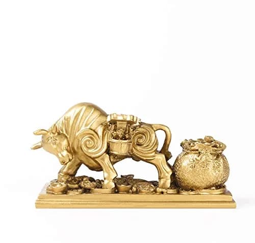 BRASSTAR Gold Resin Feng Shui Bull Statue 13.5cm (5.3in) | Attracts Wealth & Fortune thumbnail 1